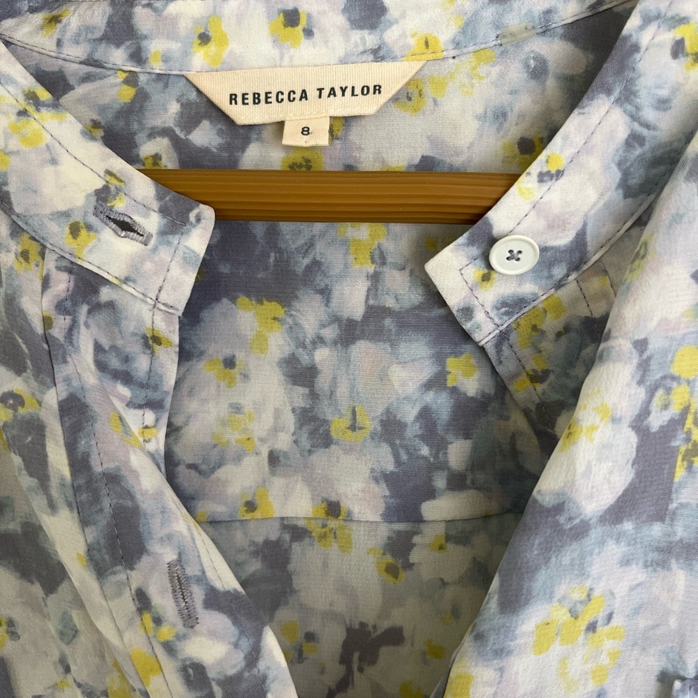 Rebecca Taylor Silk Floral Long Sleeve Shirt
